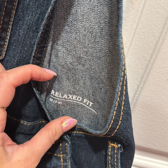 Dark denim short overalls, frayed bottoms like new condition! - Picture 3 of 3